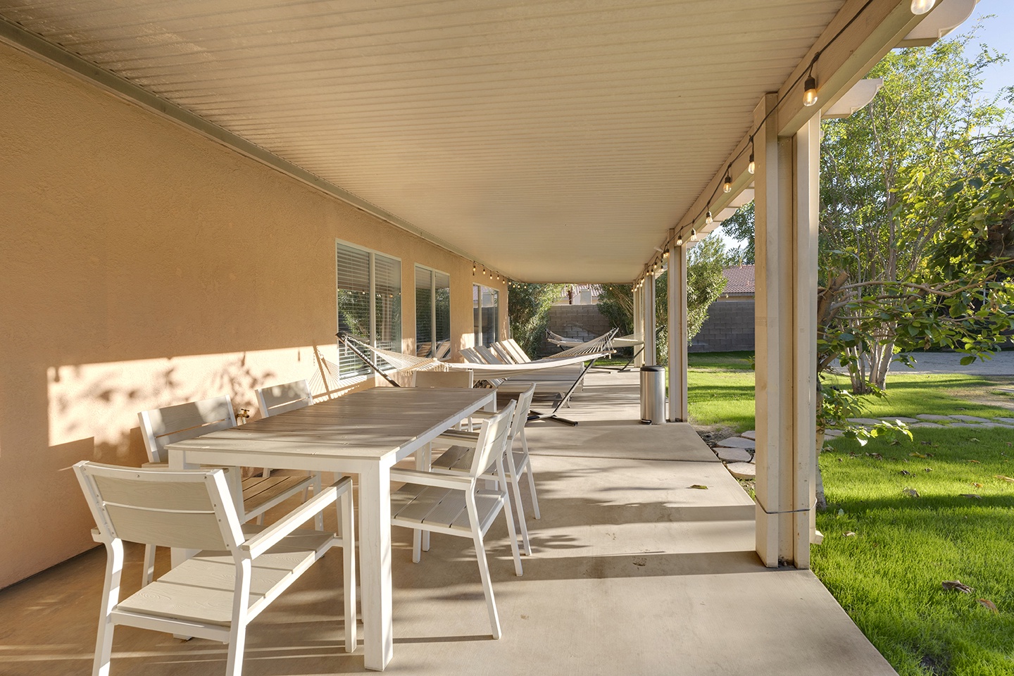 Dine al fresco on the covered patio with gas BBQ grill