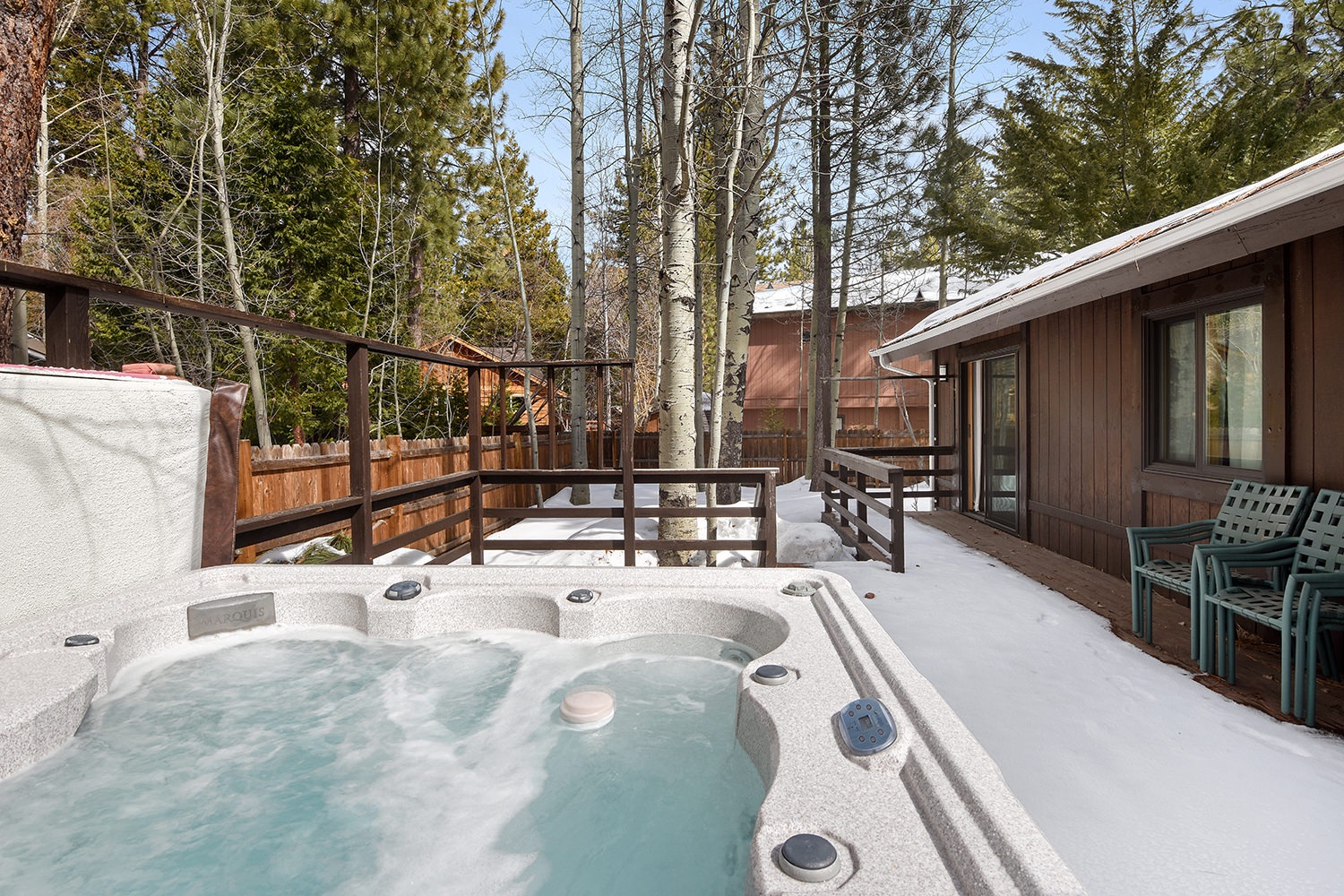 Large deck with private hot tub