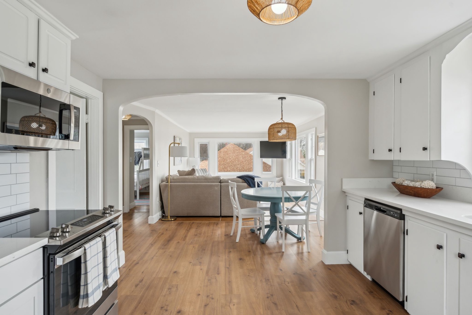 The open, airy kitchen offers ample space & all the comforts of home