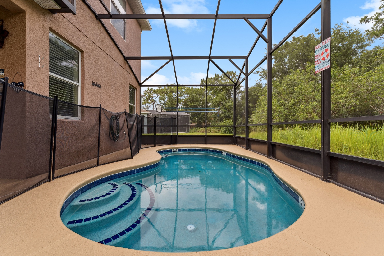 Make a splash in the private screened in pool