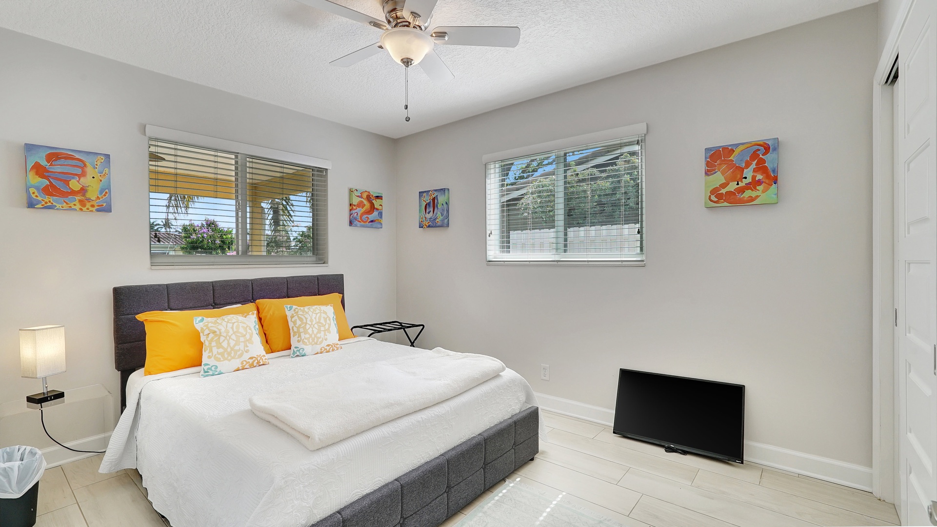 Bedroom 2 with queen bed, and Smart TV