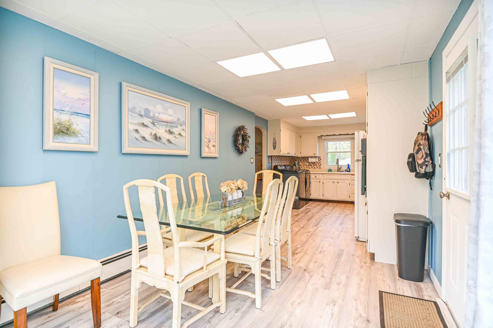 Dining area with table and seating for 6