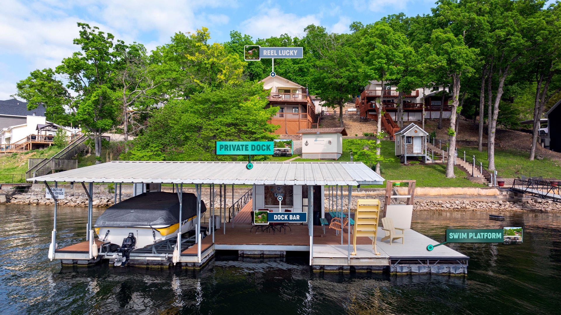 Enjoy the private dock for endless fun and excitement!