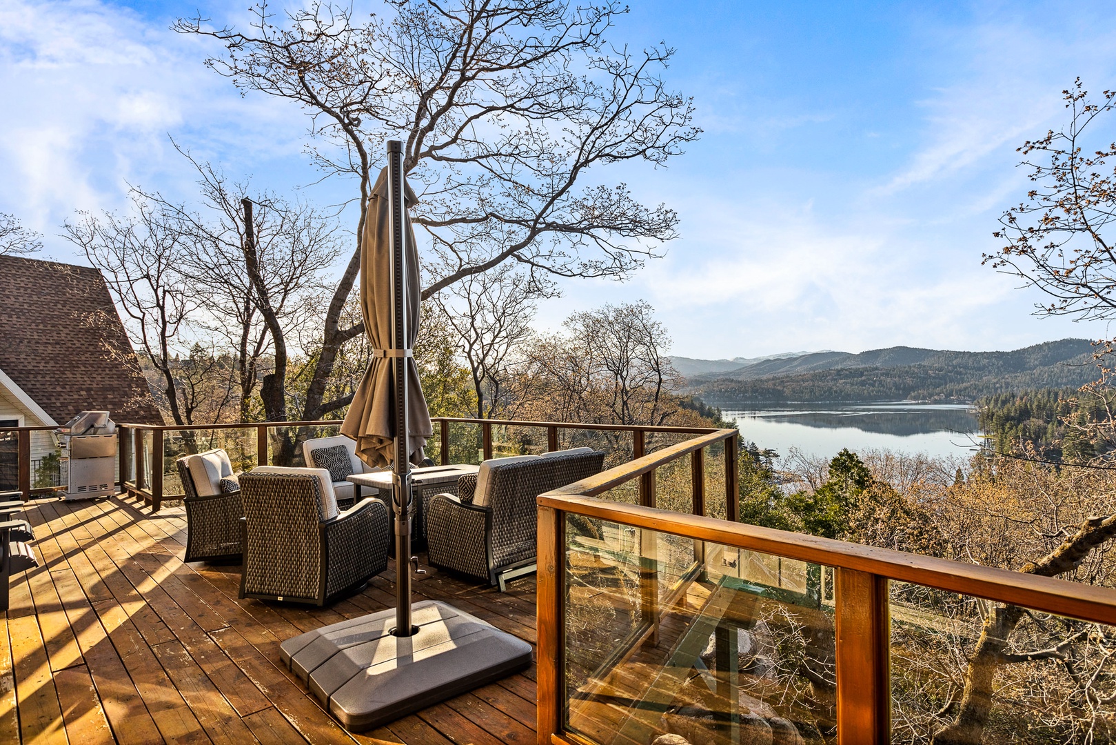 Sip hot chocolate as you take in sweeping views of Lake Arrowhead's North Bay.
