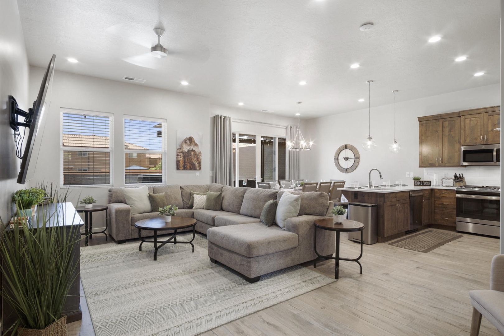 Cozy and spacious living area with TV