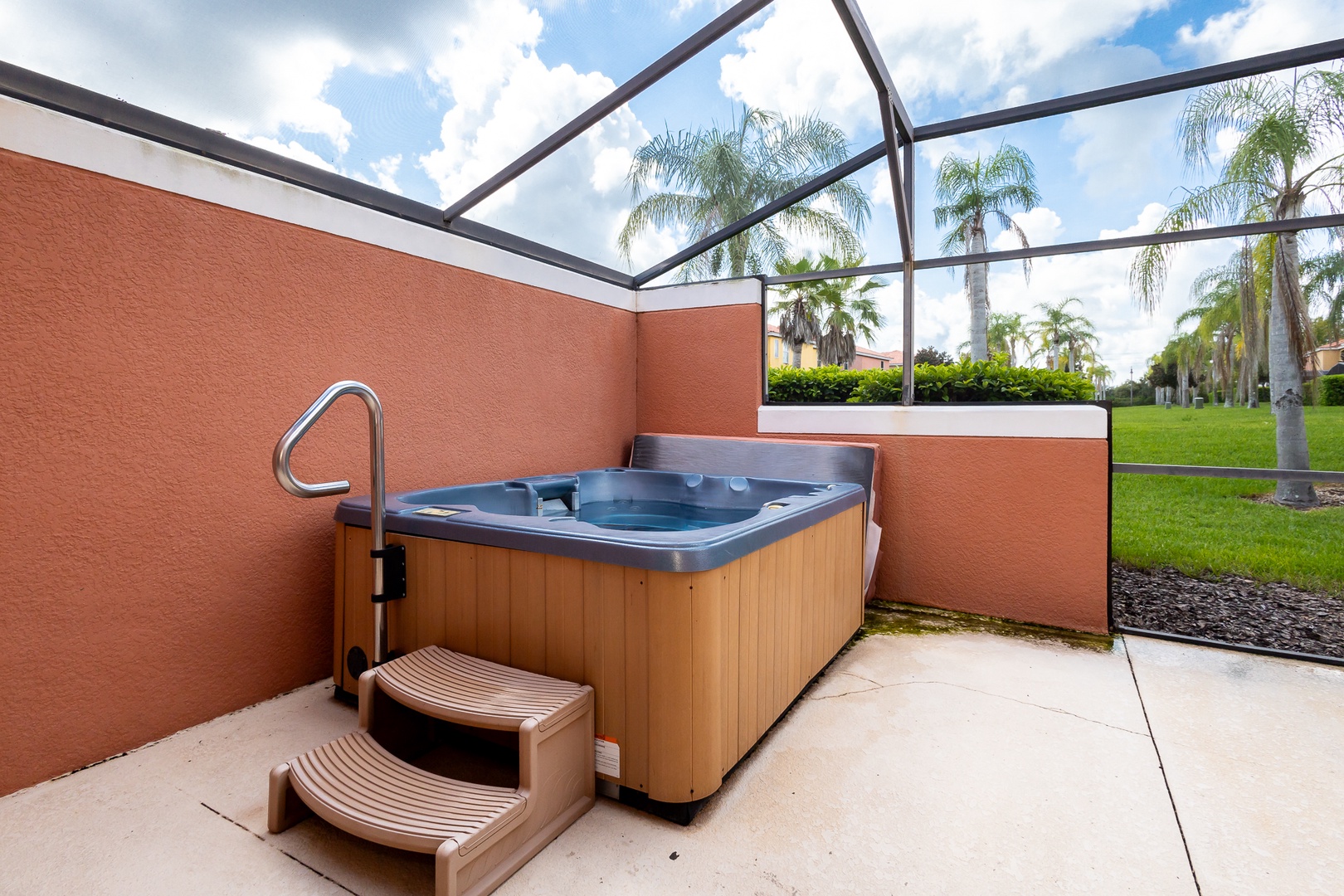 Soak all your cares away in the private, protected hot tub