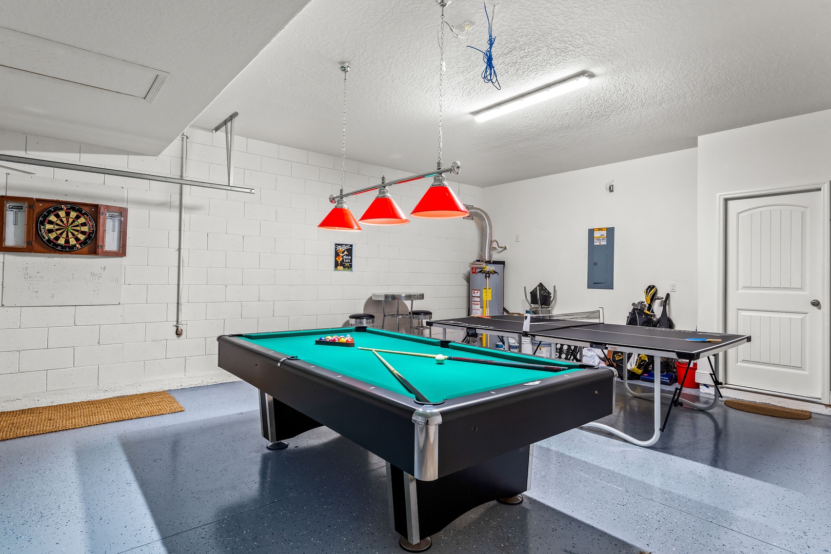 Spend hours of fun in the game room/garage