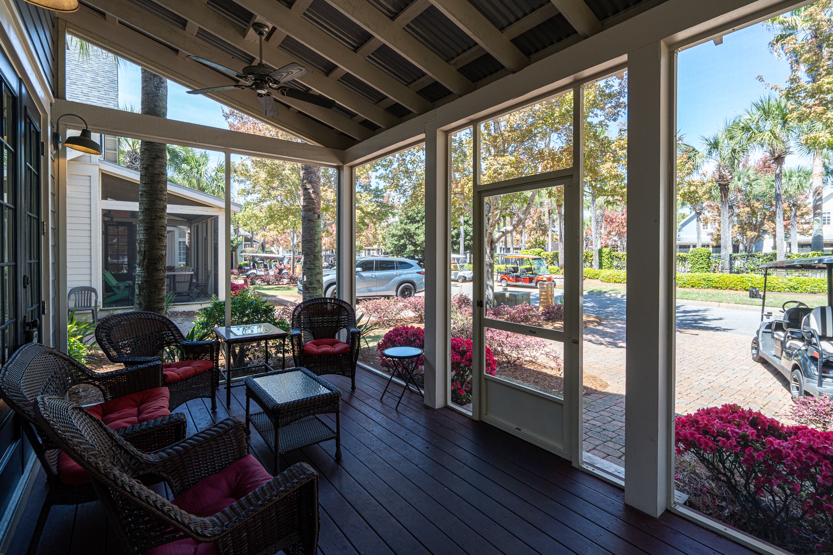 Sip morning coffee or enjoy an evening beverage on the screened porch