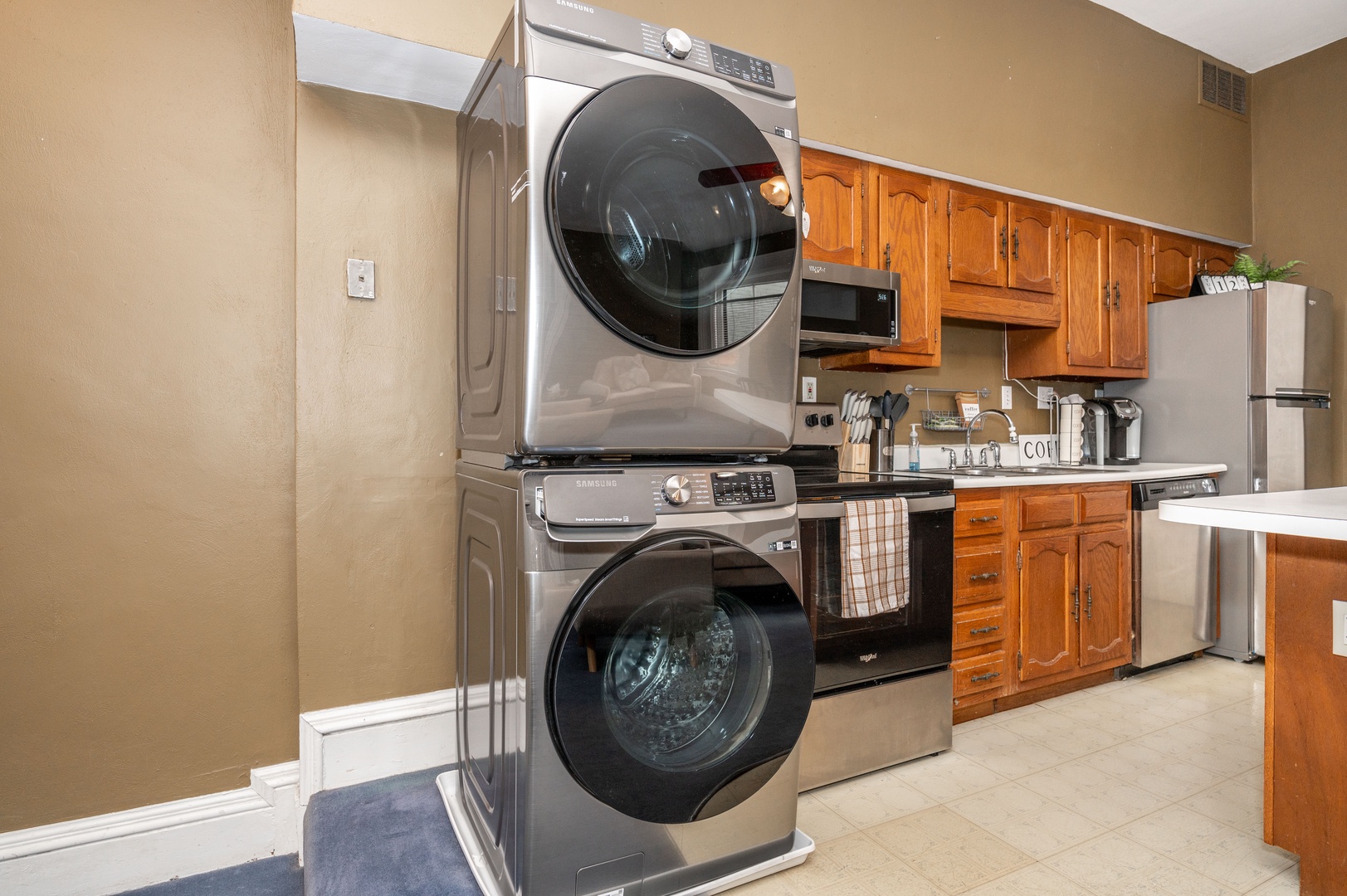 Make use of the private washer and dryer for added convenience