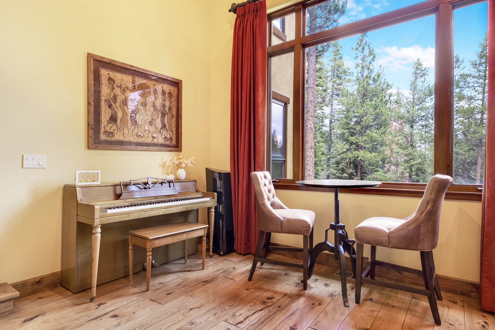 Sitting room with fireplace and cozy seating