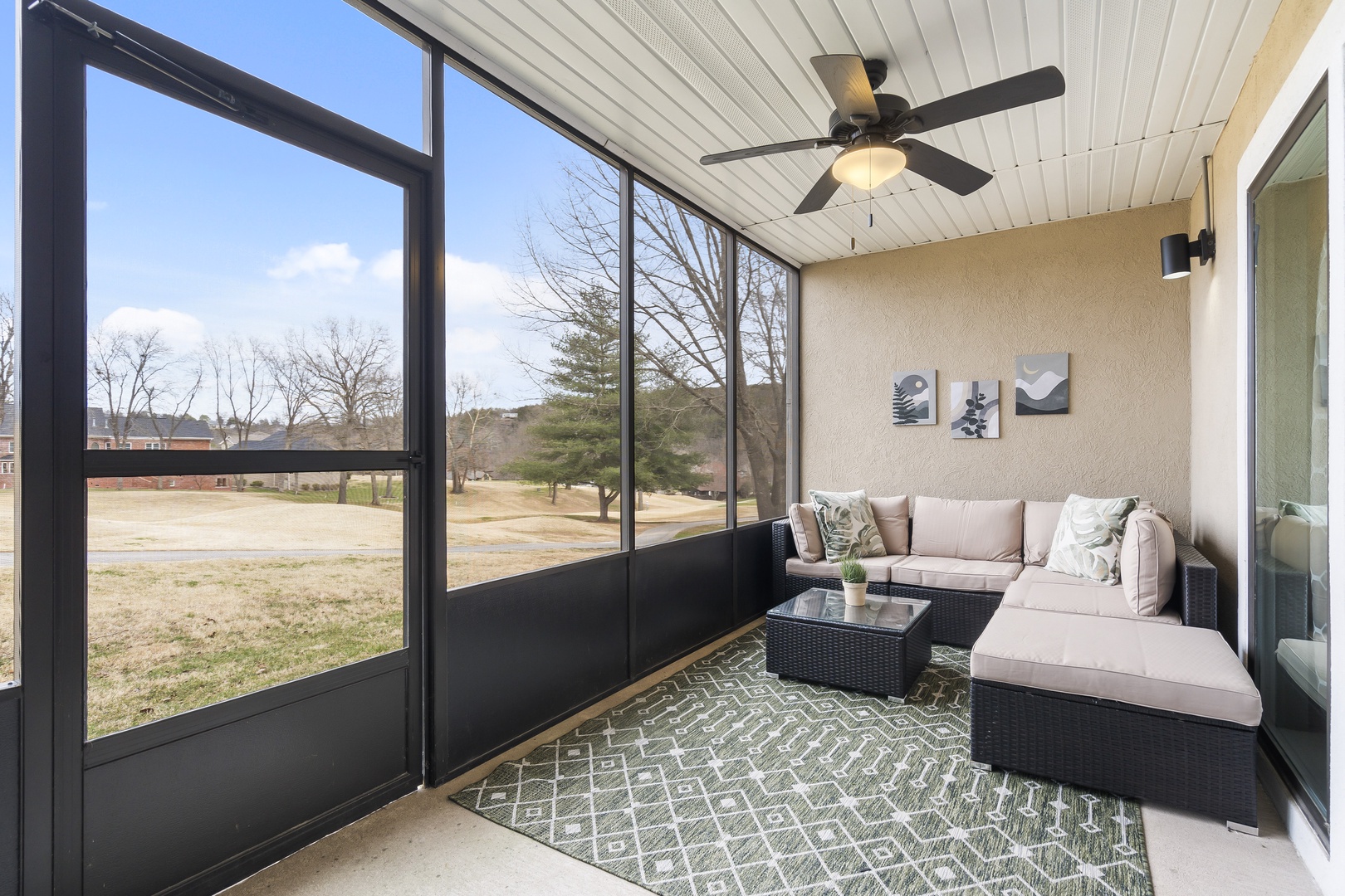 Breathe in the crisp air on the screened patio
