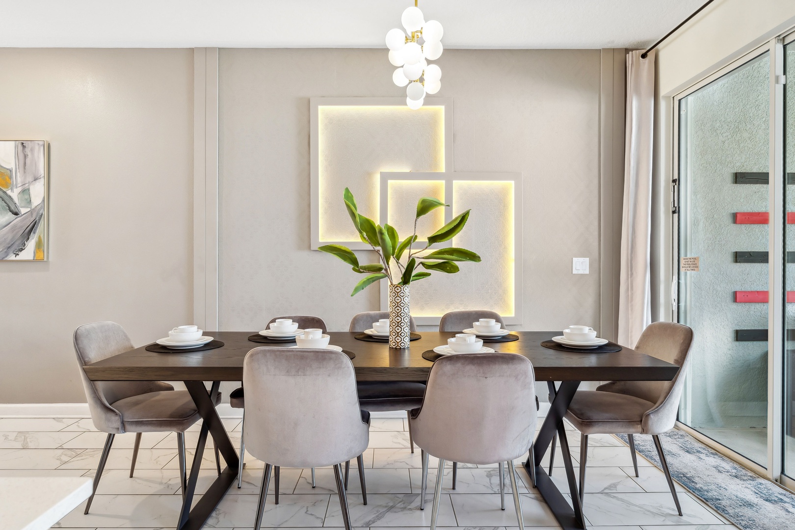 Enjoy meals together at the dining table for 7