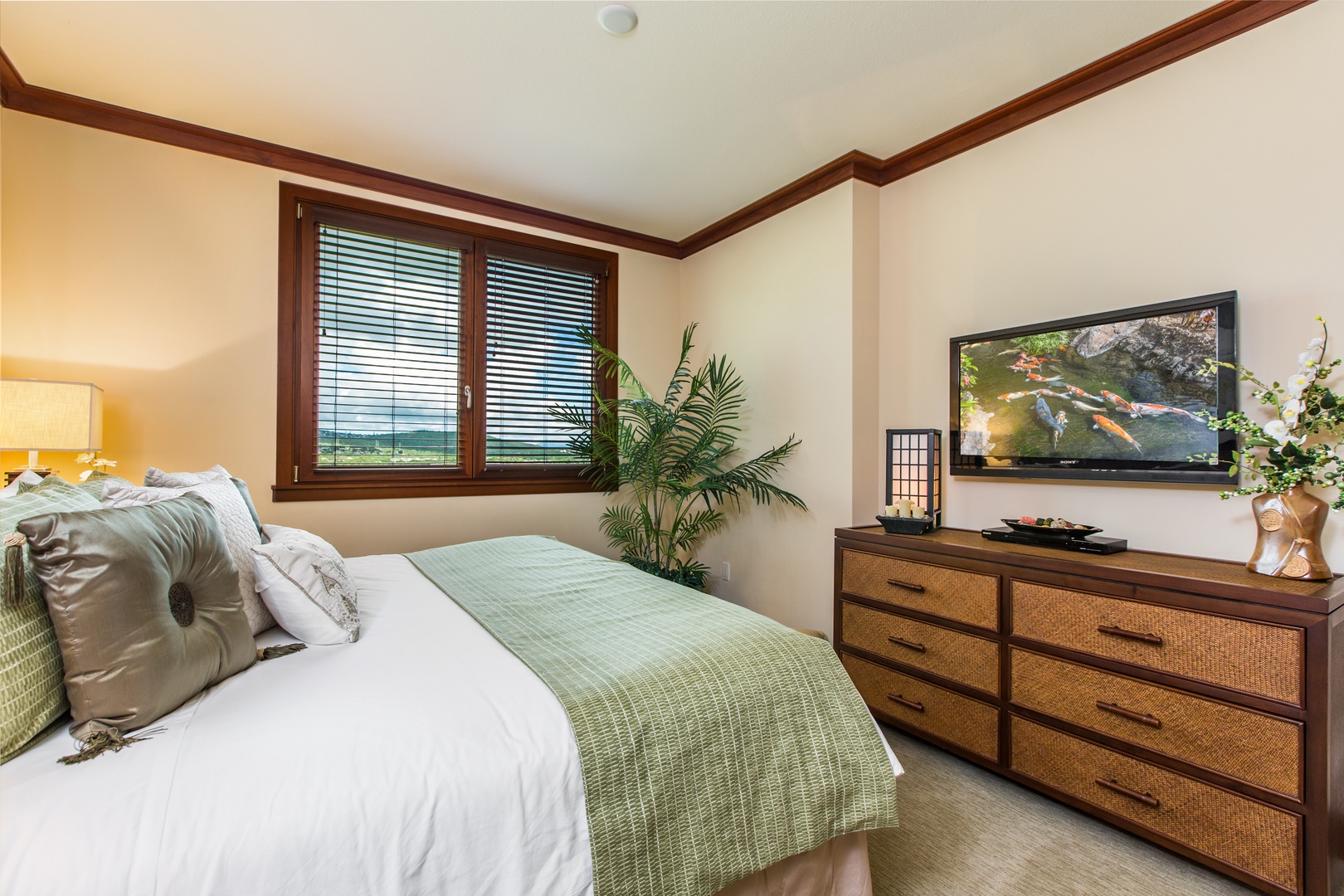 Master bedroom features a king bed