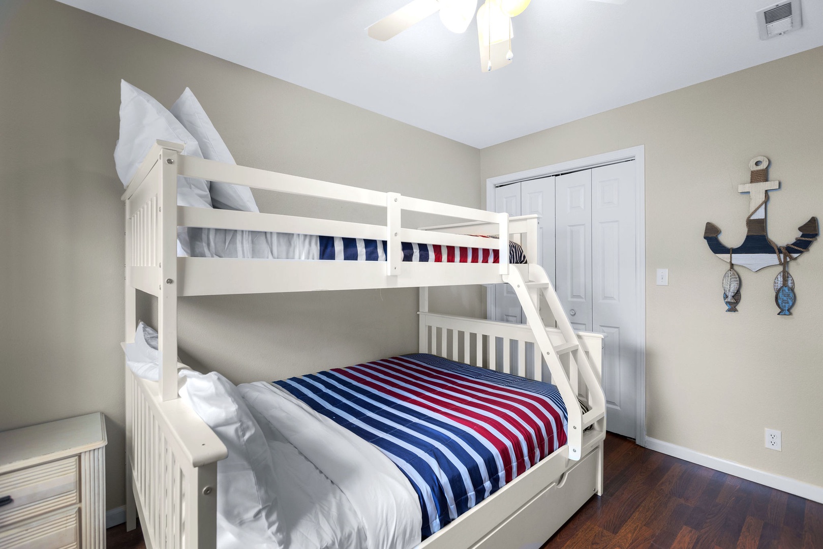 Bedroom 3 with twin-full bunk bed, twin trundle & smart TV