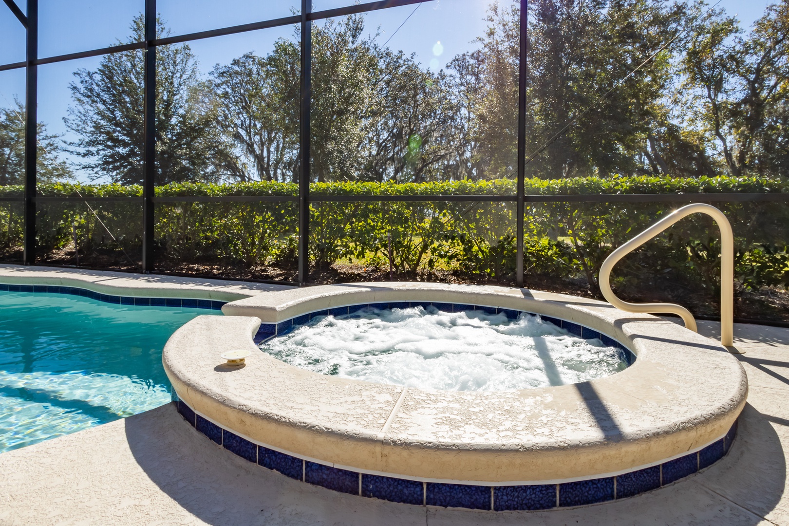 Relax in the private hot tub or lounge the day away under the lanai!