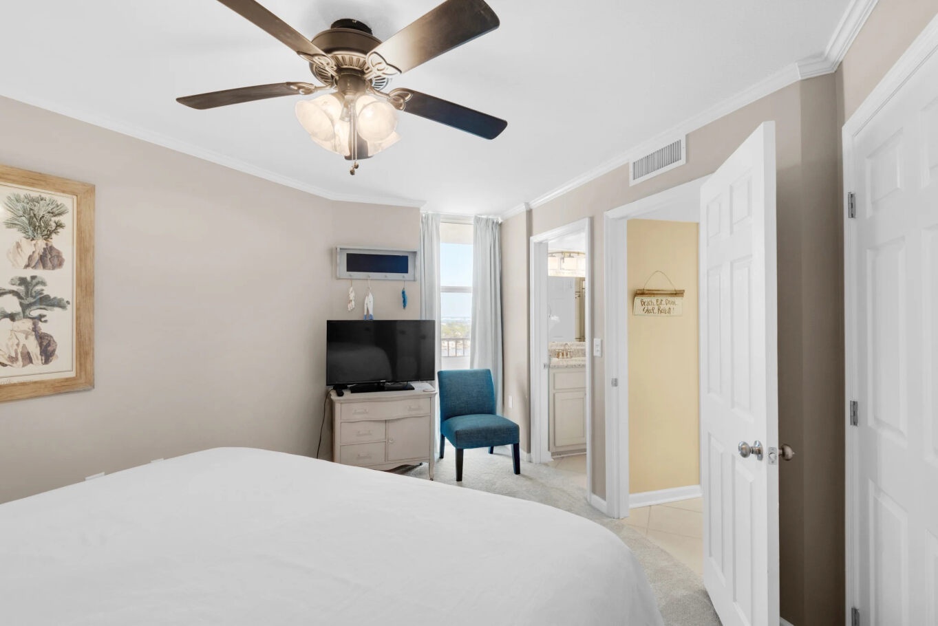 A second king suite includes a private en suite, Smart TV, & ceiling fan