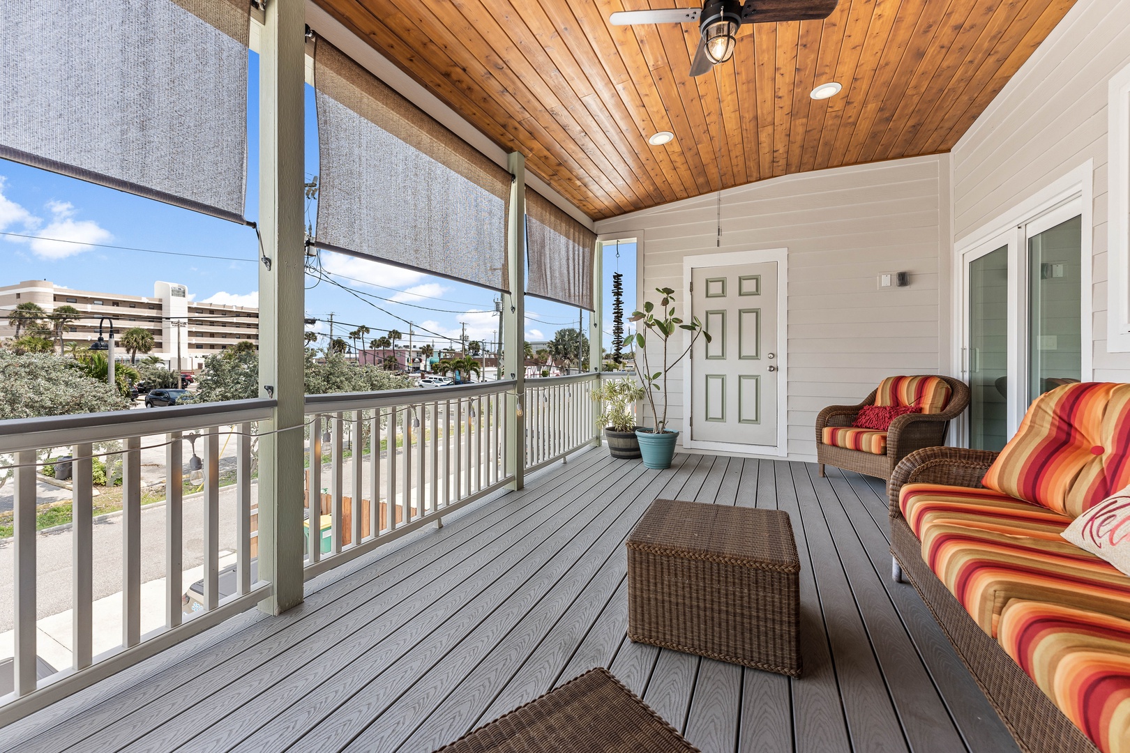 Covered deck with outdoor seating