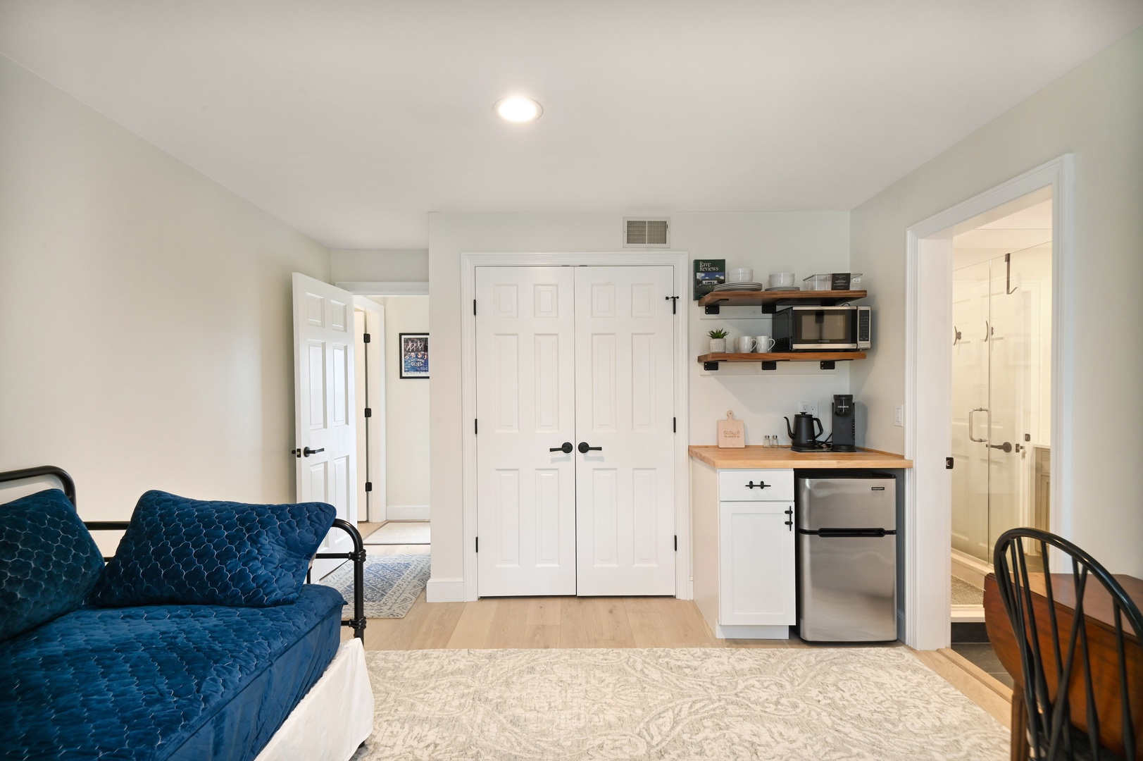 This bedroom in Playhouse offers a twin bed & trundle, Smart TV, & kitchenette