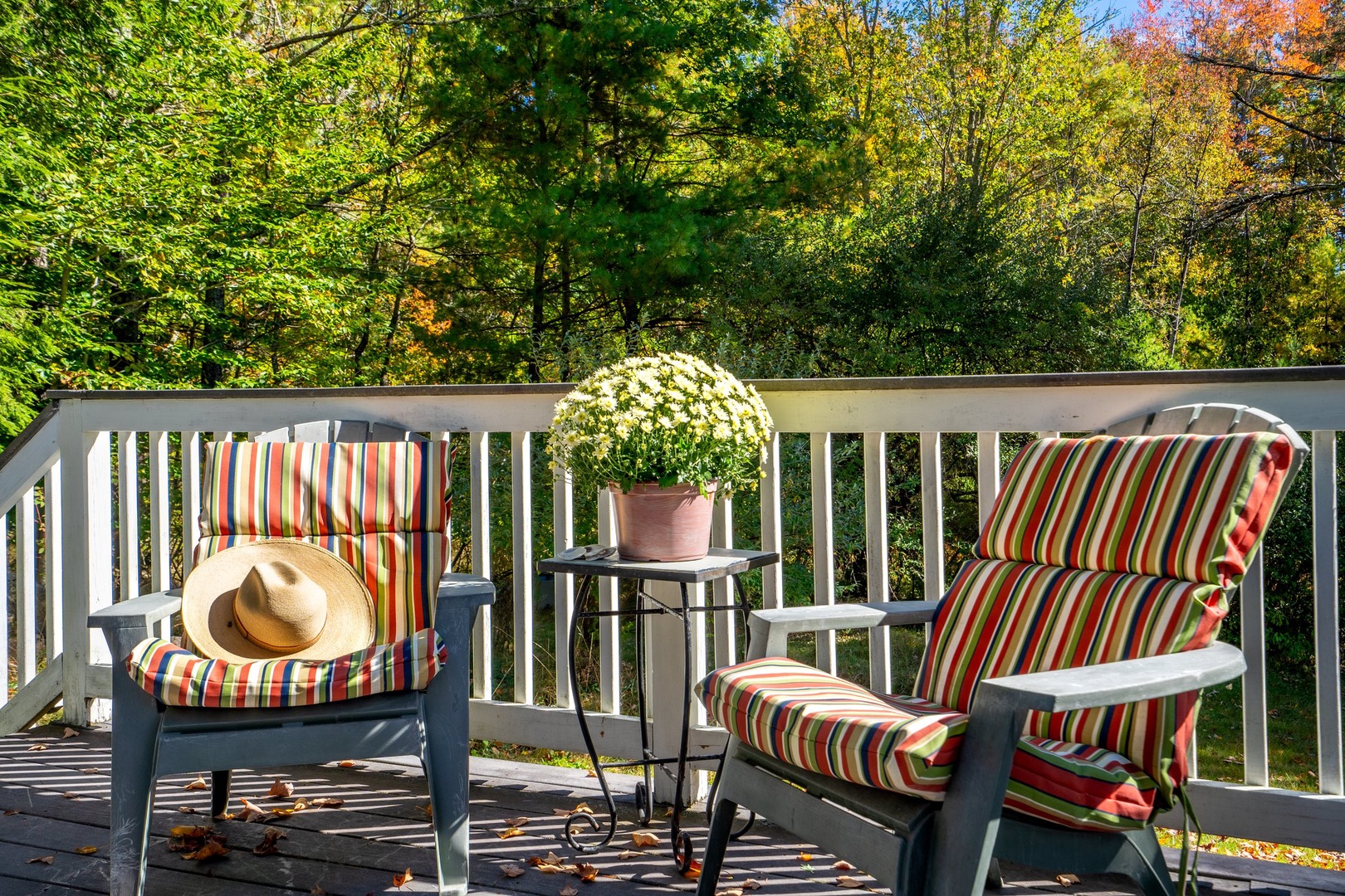 Spacious deck with outdoor seating and grill