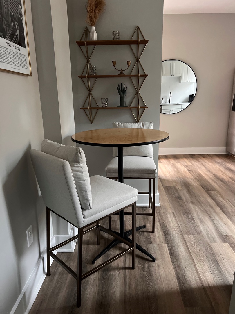 Dining table with seating for 2