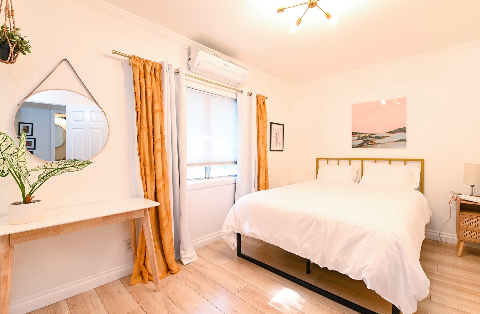 The queen bedroom offers a Smart TV & plenty of space to relax