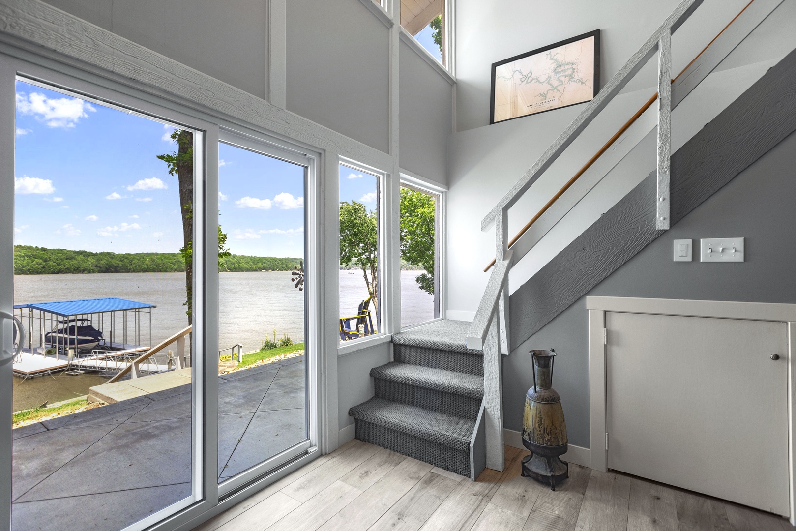 Stairs to downstair living area with great views