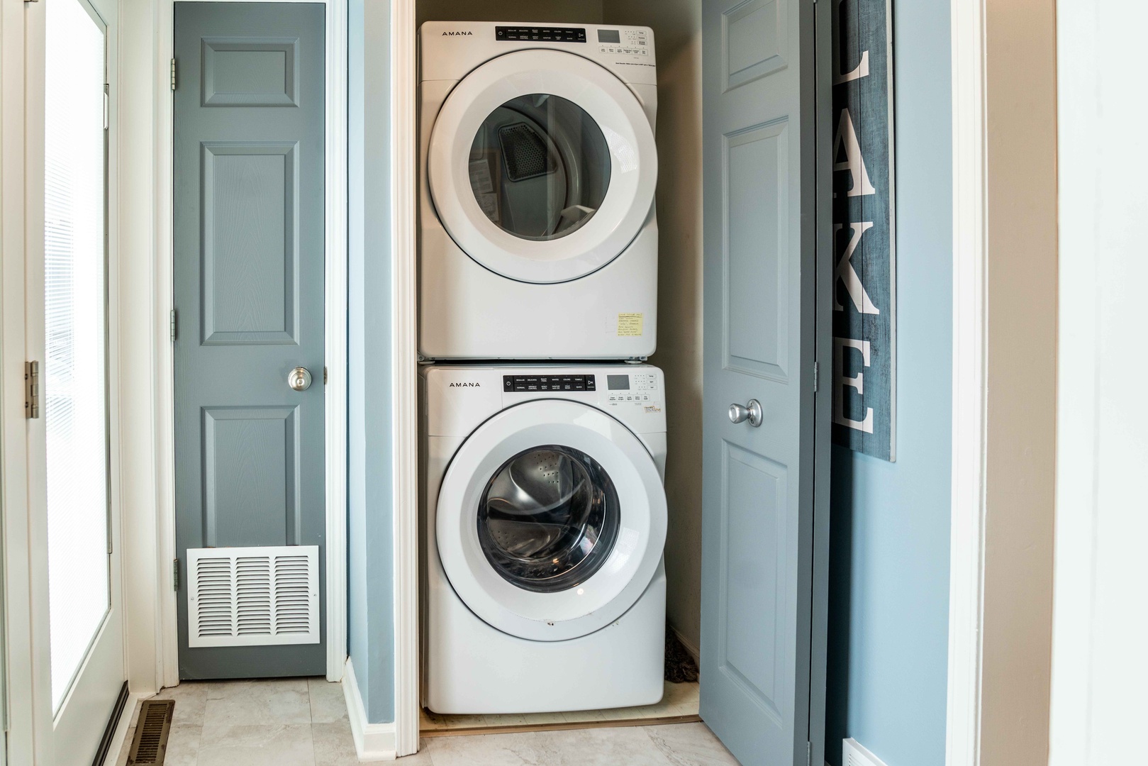 Private laundry is available for your stay, tucked away off the entryway