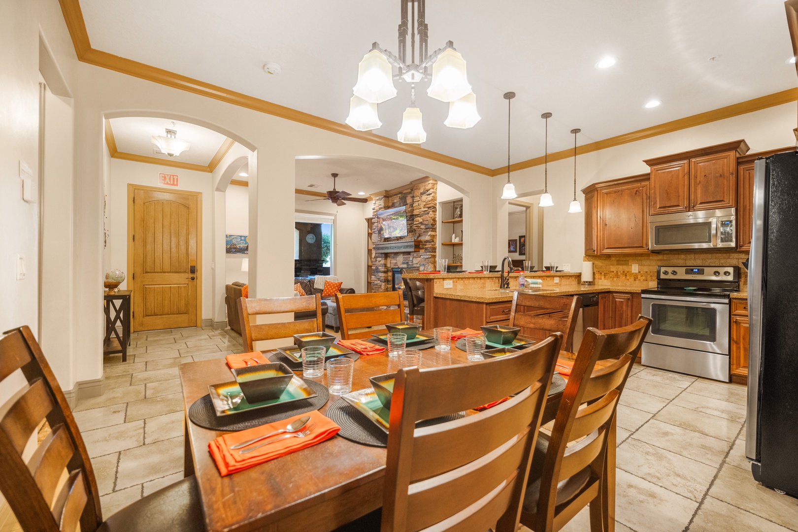 The open, airy kitchen offers ample space & all the comforts of home