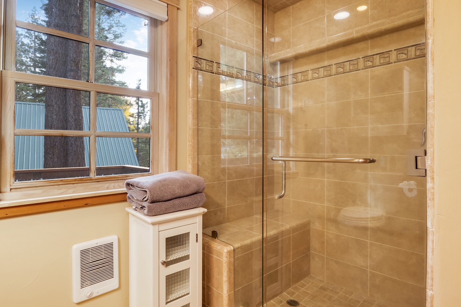 Apartment bathroom with stand-up shower