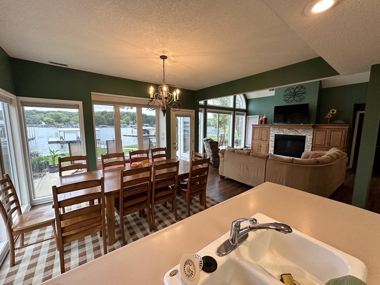 Dining room with table and seating for 10