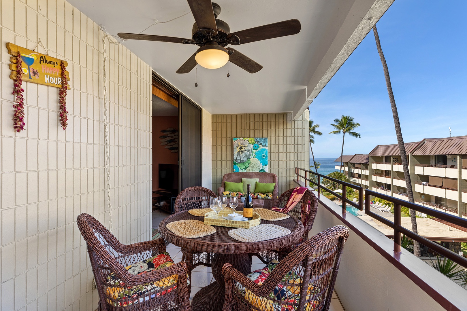 Lanai with patio table