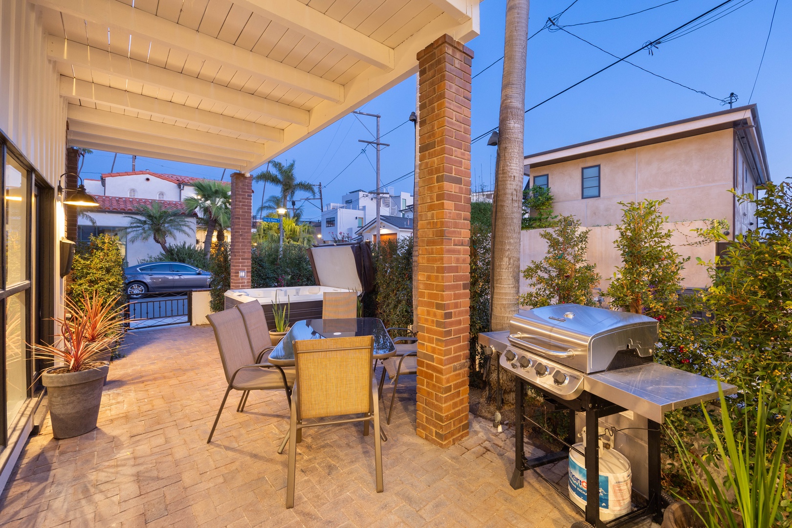 Outdoor dining area with BBQ