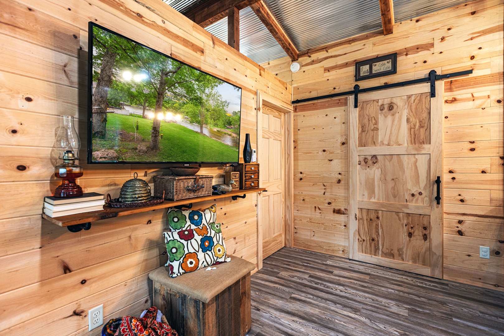 A cozy living room retreat retreat complete with plush seating and smart TV