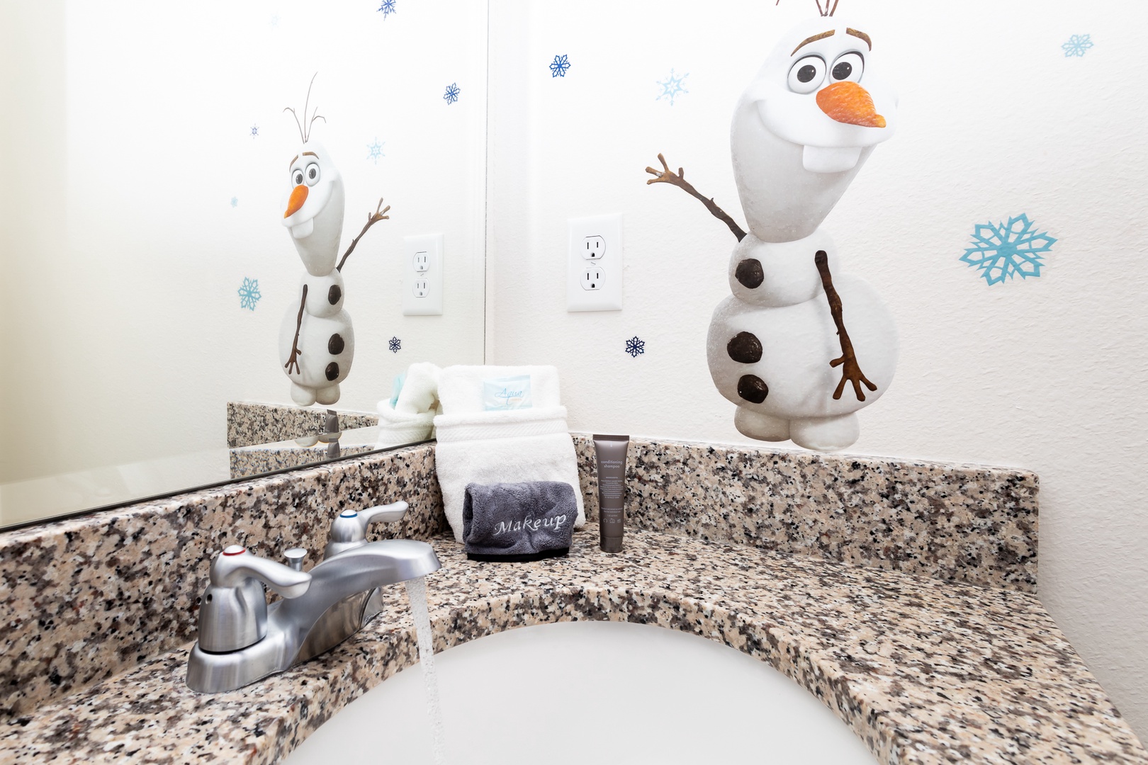 Frozen-themed ensuite complete with a walk-in shower.