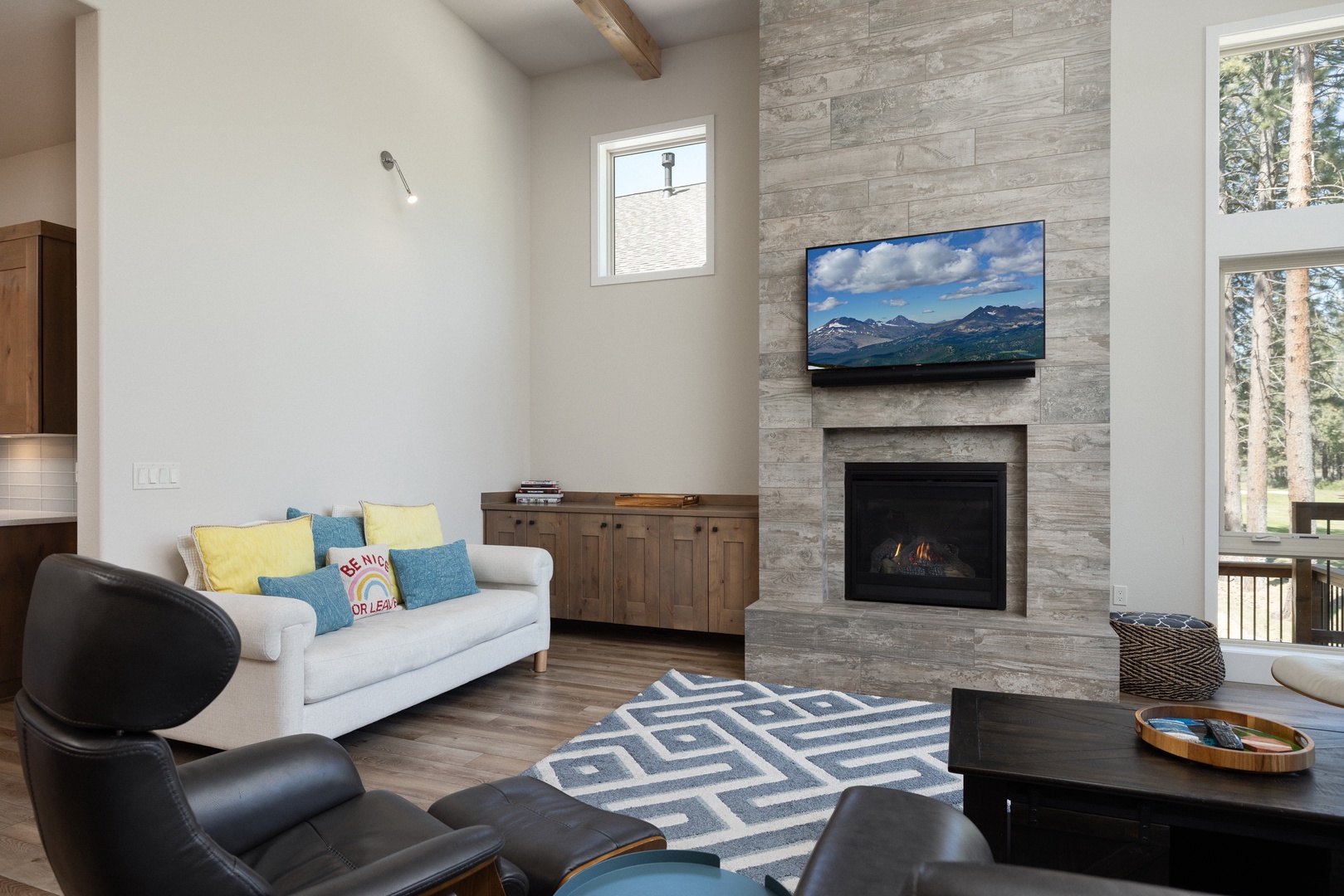 Curl up in the main-floor living room & stream your favorites with a view!