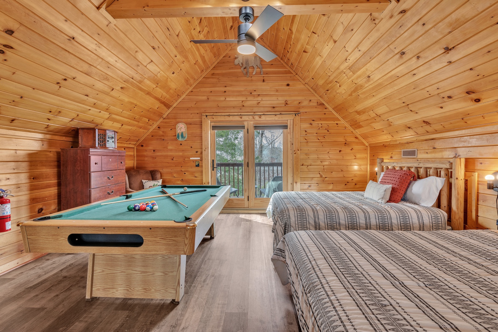 Enjoy the loft featuring a pool table and extra sleeping accommodations