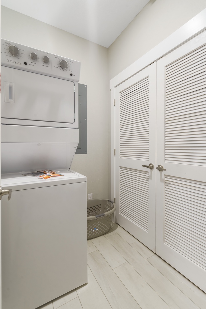Stackable washer/dryer in laundry room