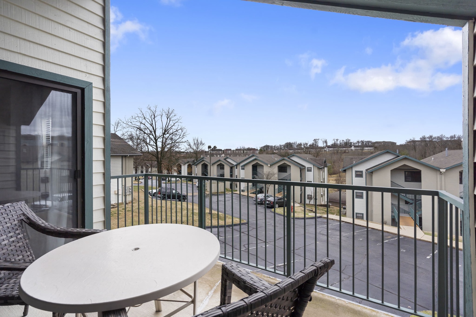 Balcony with outdoor seating for 2