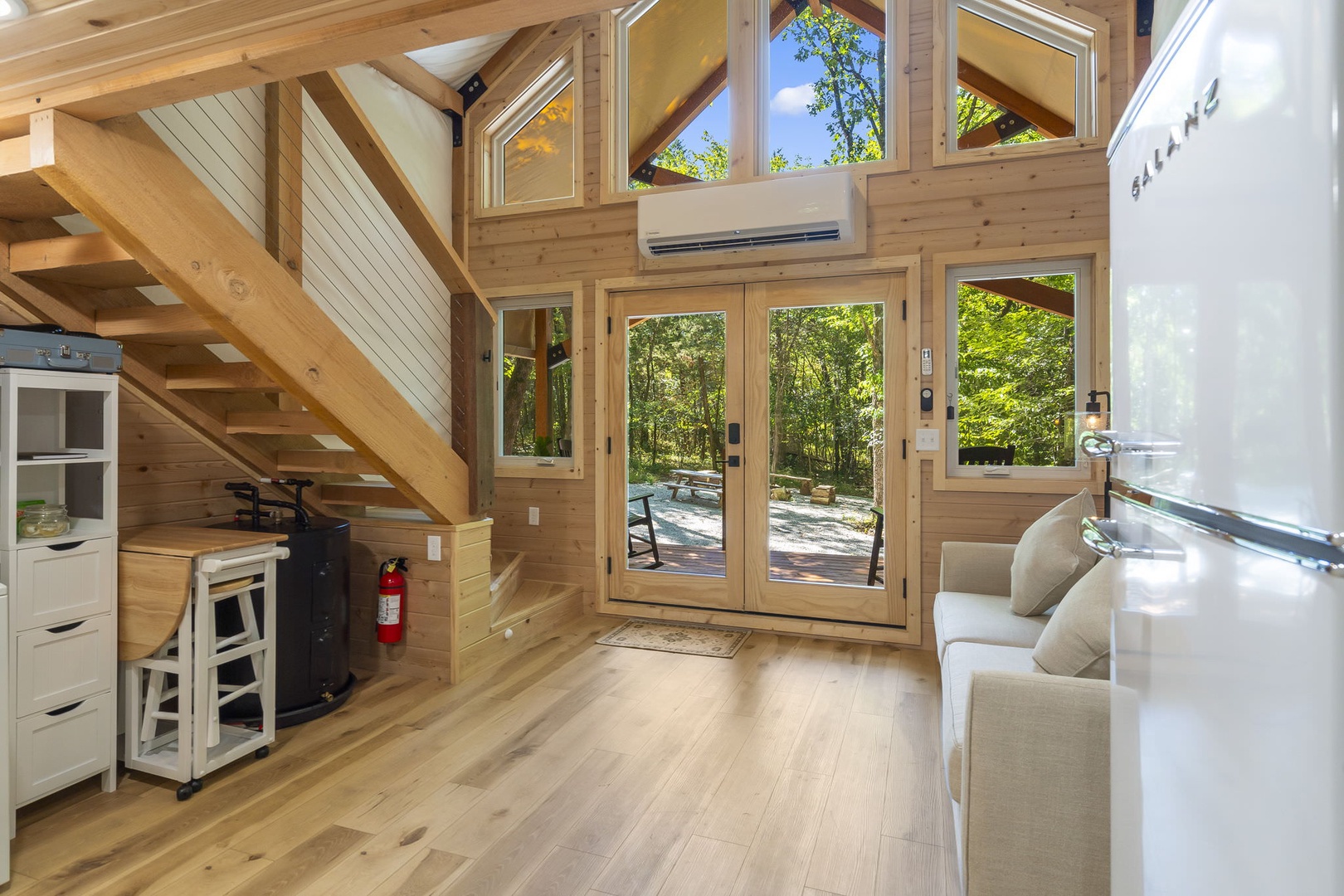 Big glass windows and door in the living area