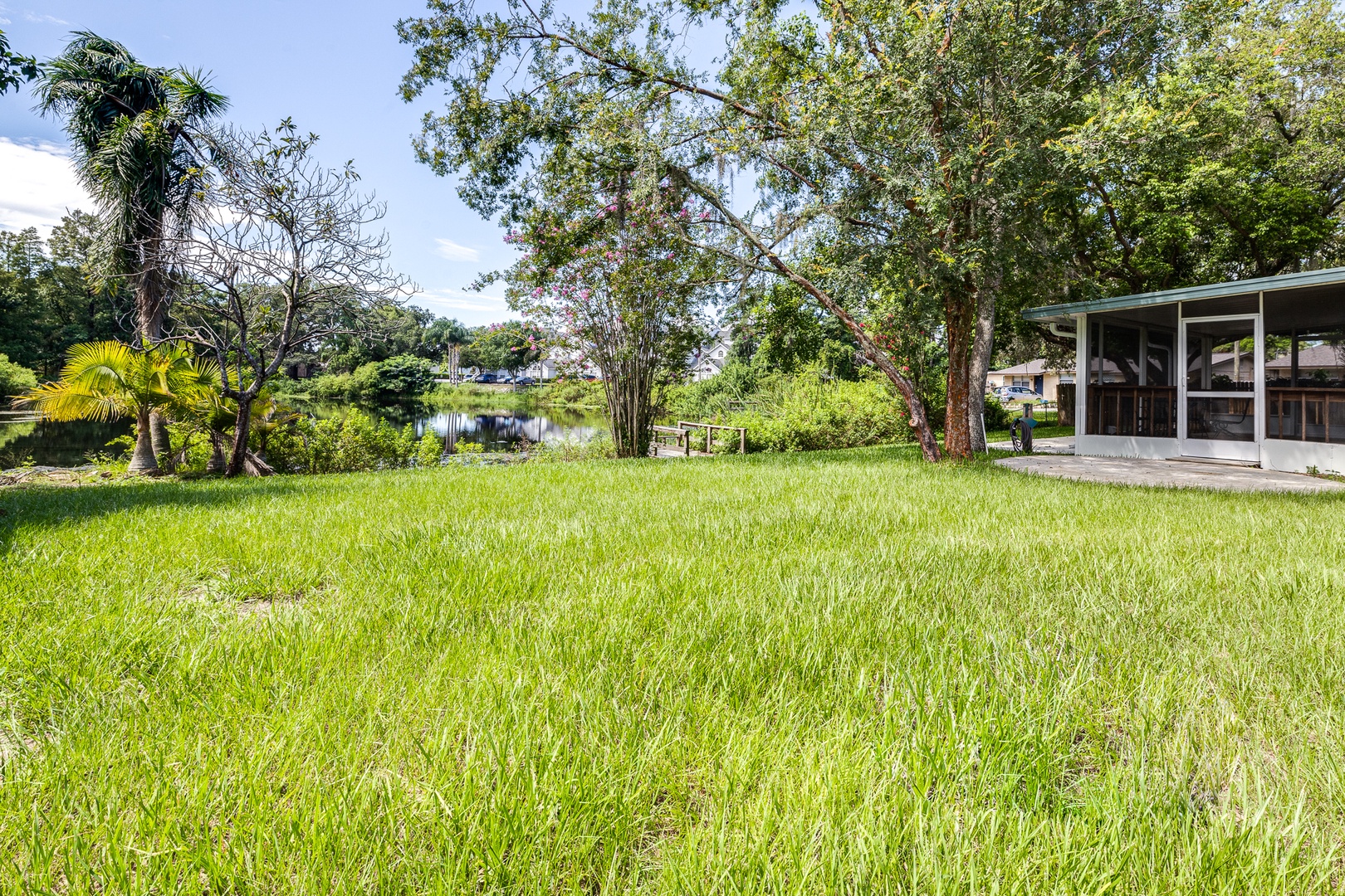 The large back yard offers loads of space for relaxation & play