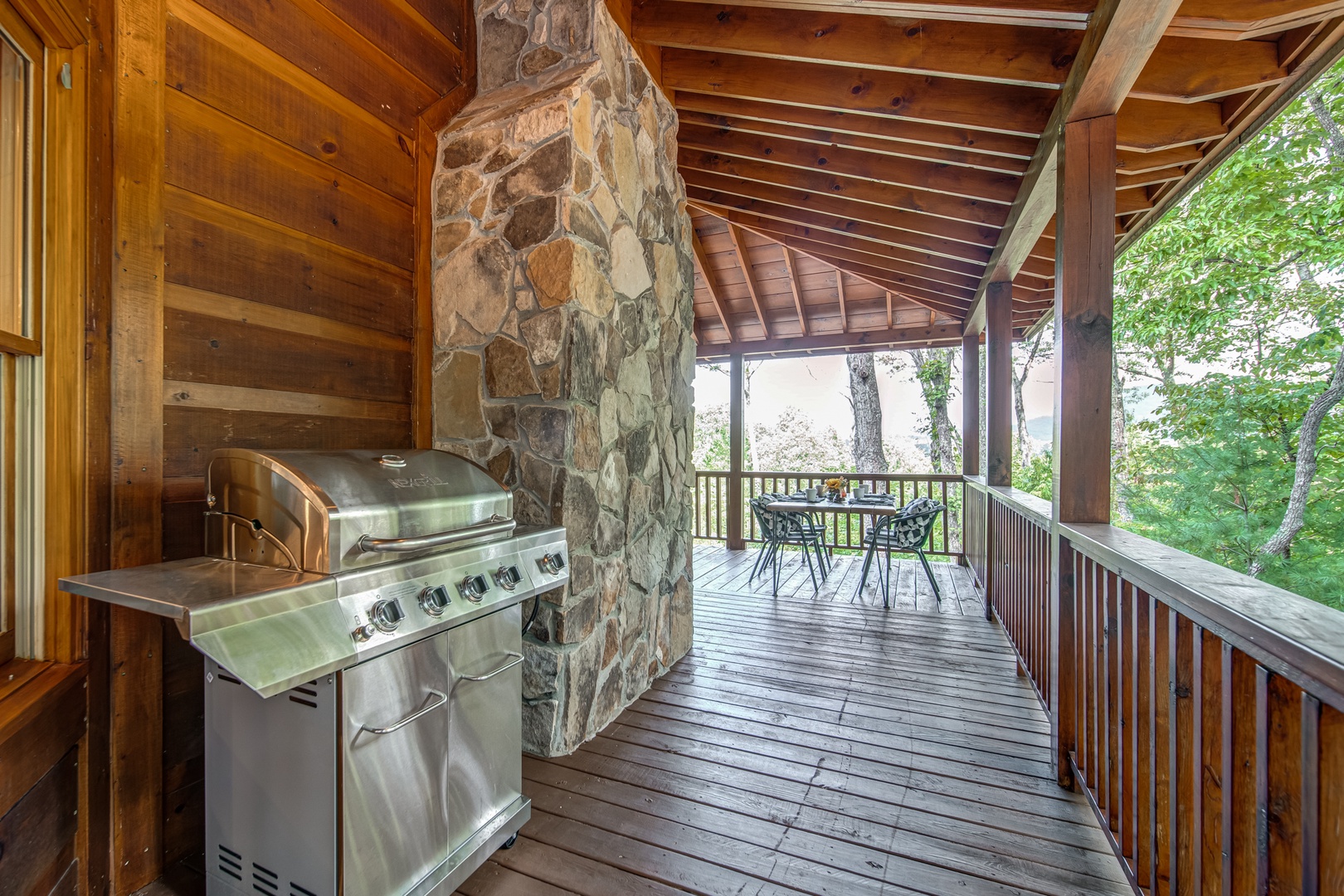 Relax on the wraparound deck while you grill up a feast!