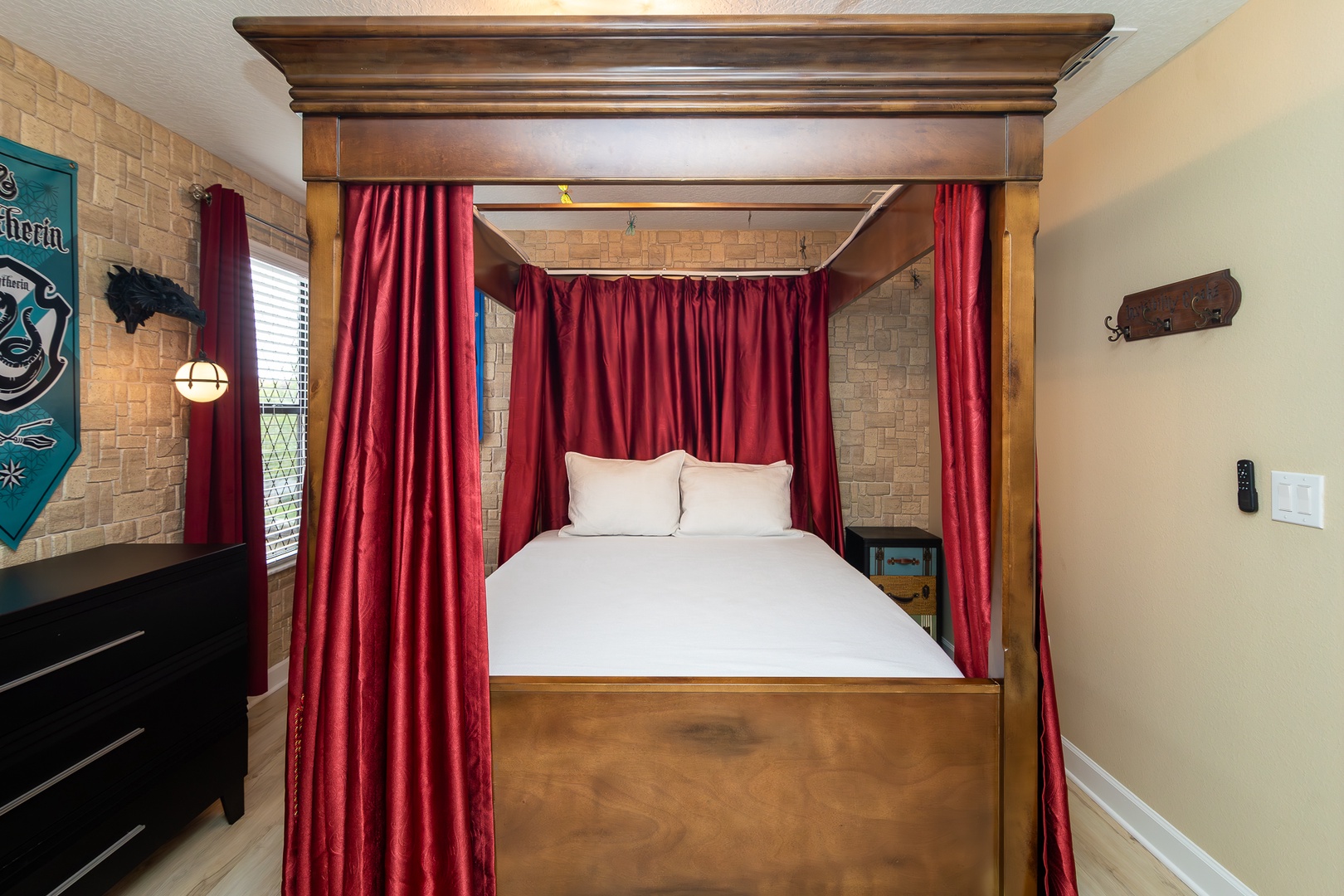 Sleep like a wizard in this enchanted Harry Potter suite, with a queen bed!