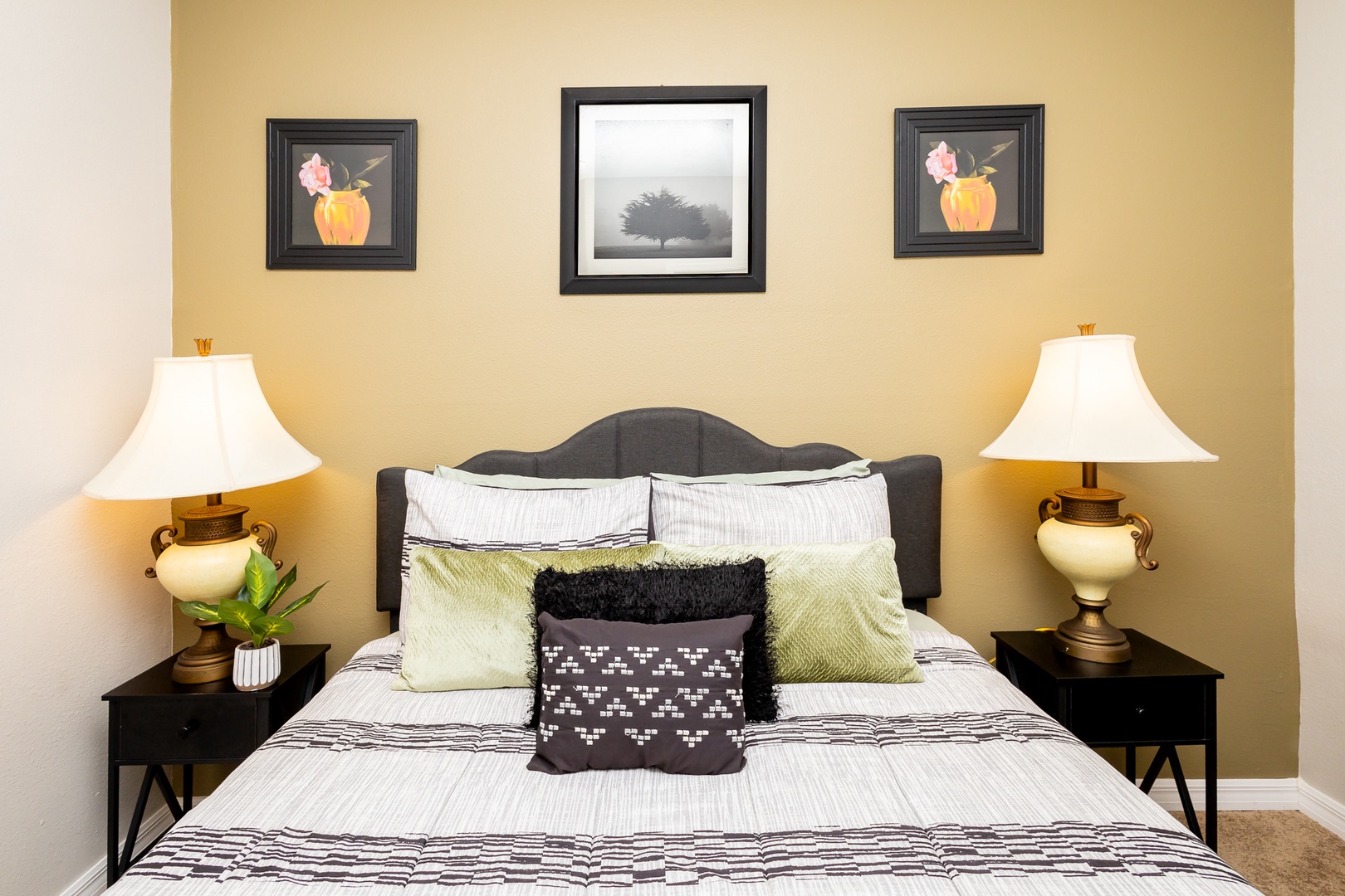 The final bedroom retreat offers a cozy queen bed & smart TV