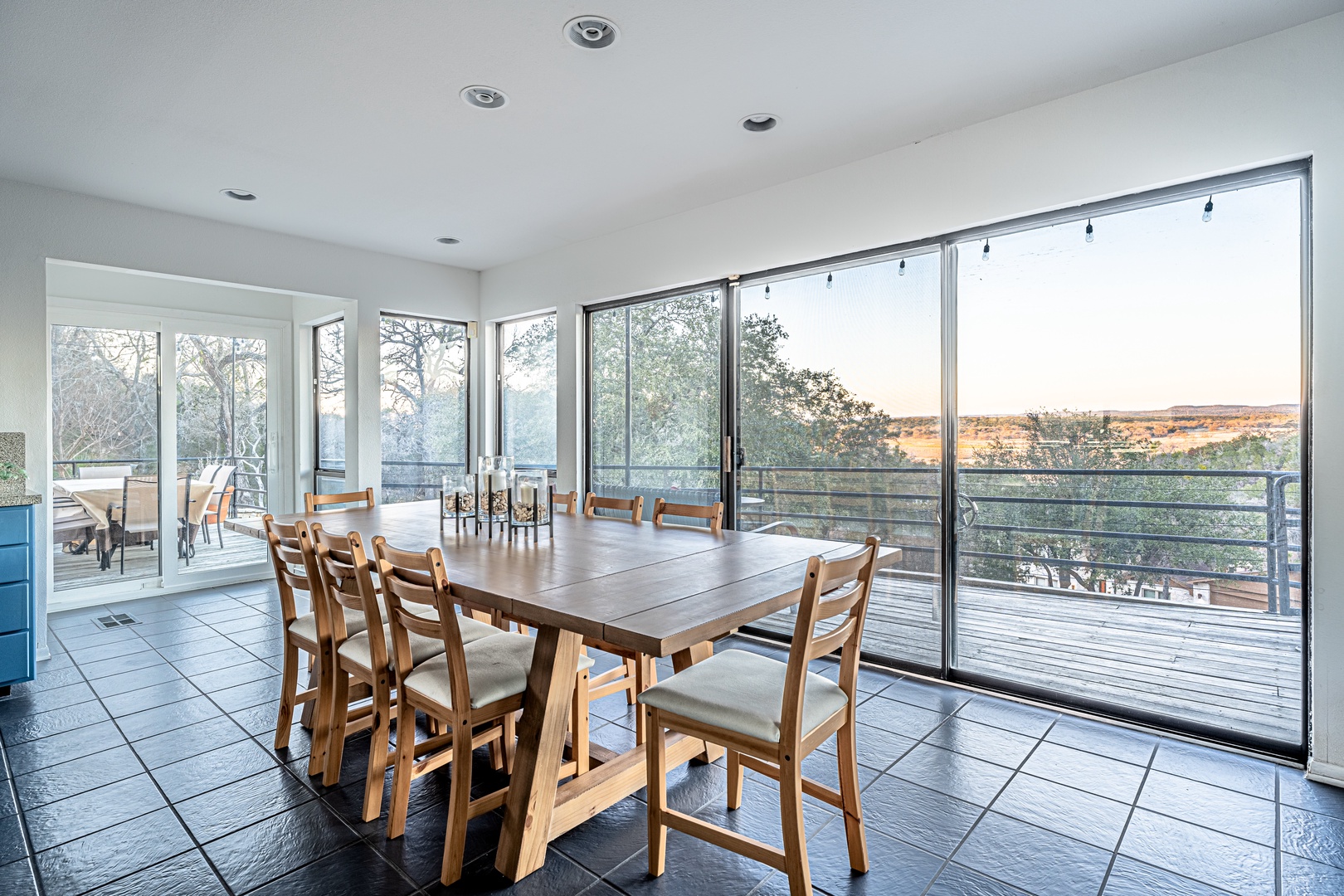 Dining table with seating for 8