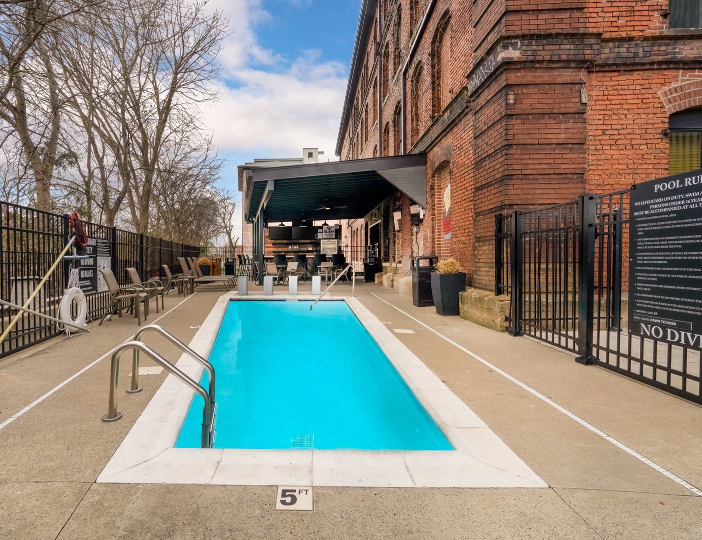 During the warmer months, make a splash in the communal pool available at The 1865