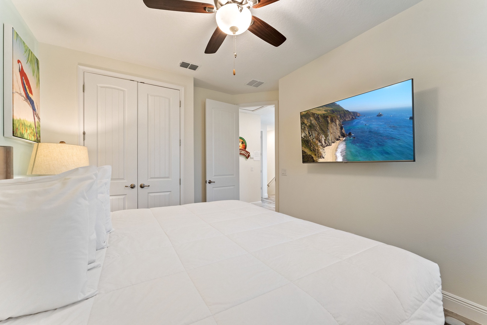 This 2nd floor king bedroom offers a Smart TV & plenty of space to unwind