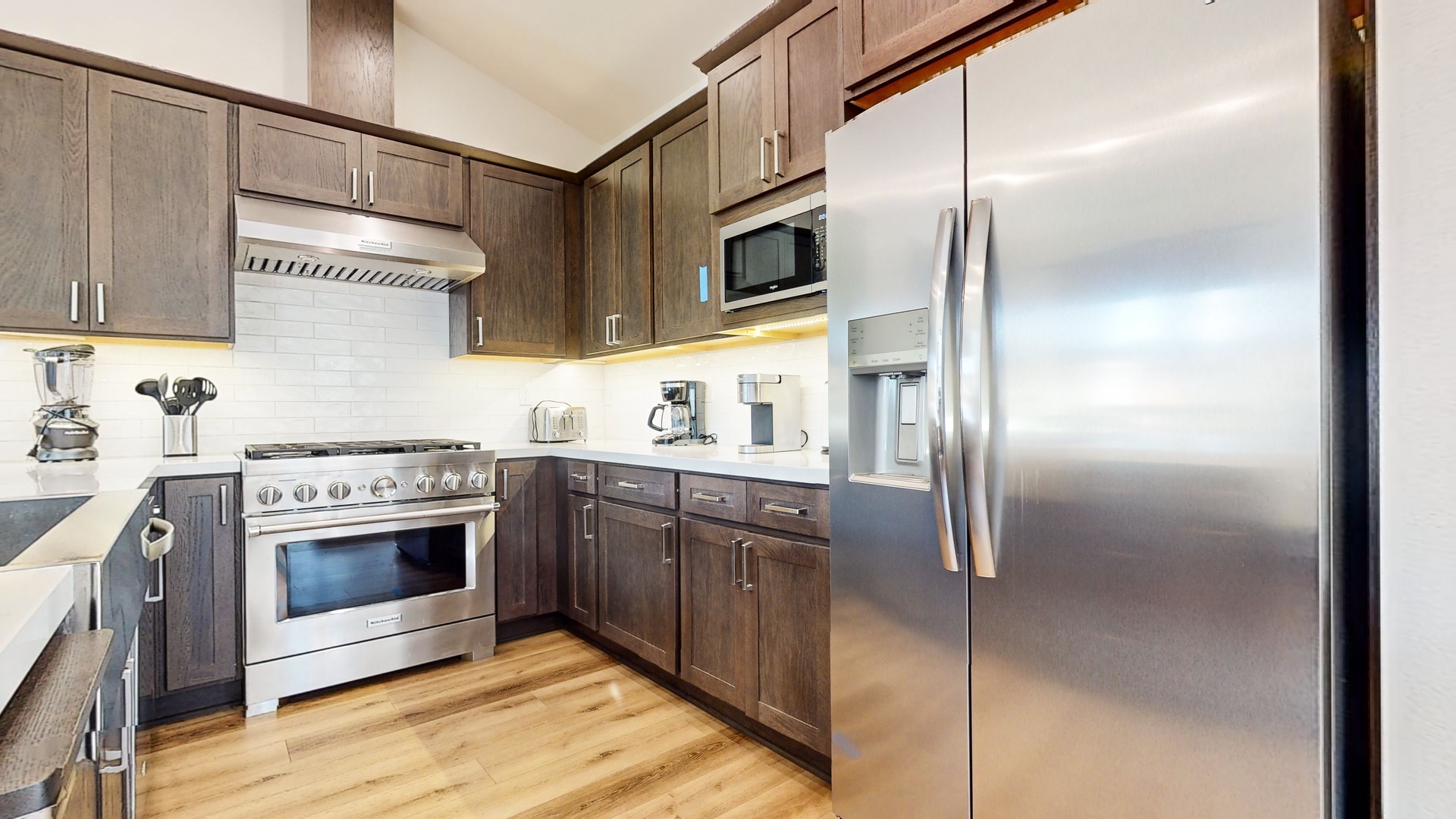 Fully equipped kitchen with stainless-steal appliances
