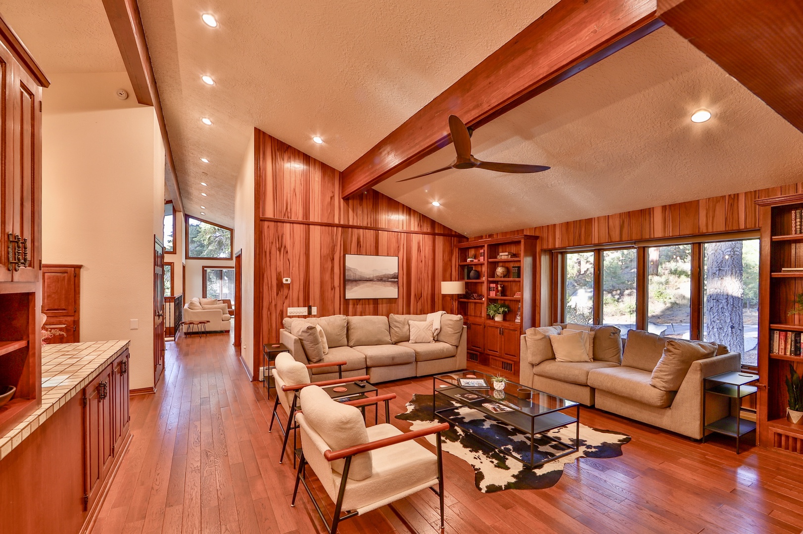 Living area with fireplace and Smart TV