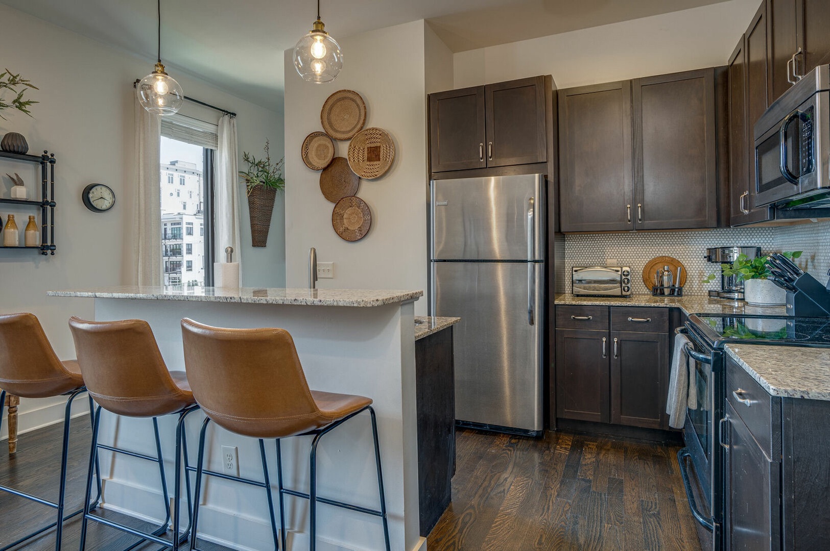 Counter seating at the full kitchen