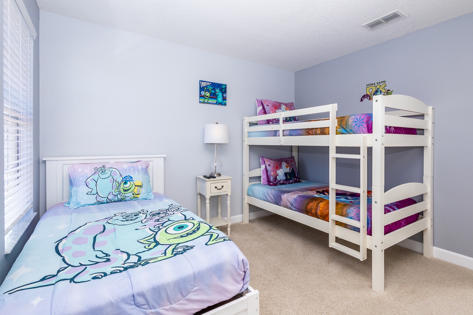 There’ll be nothing to scream over in this comfortable Bedroom with 1 twin bed and 1 bunk bed